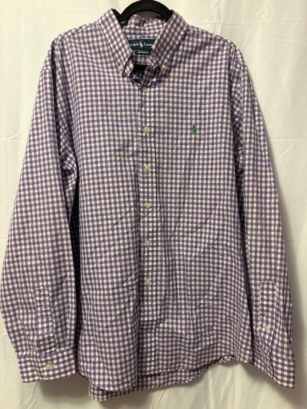 Ralph Lauren Custom Fit Top Purple White Check Sz 2XL
